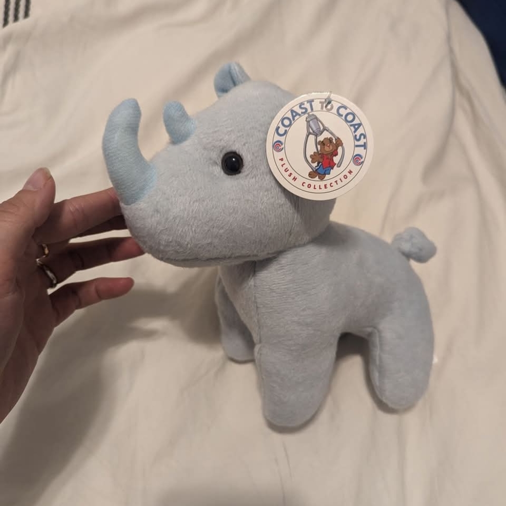Plush Rhino Toy - Light Blue